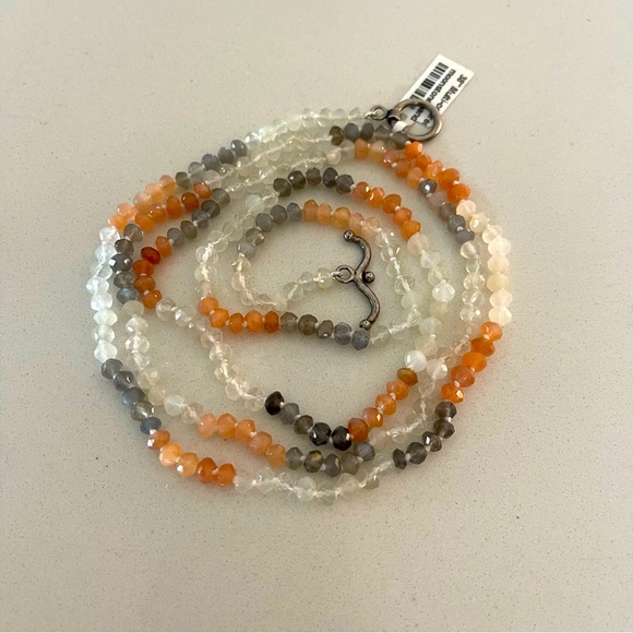 One of a kind multi-colored Moonstone faceted beaded necklace 38”long. - Picture 1 of 9
